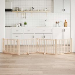 SKŁADANA BRAMKA DLA PSA Z DRZWIAMI 4 PANELE 320CM DREWNO