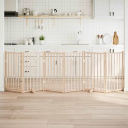 SKŁADANA BRAMKA DLA PSA Z DRZWIAMI 6 PANELI 300CM DREWNIANA