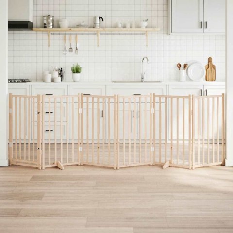 SKŁADANA BRAMKA DLA PSA Z DRZWIAMI 6 PANELI 300CM DREWNIANA