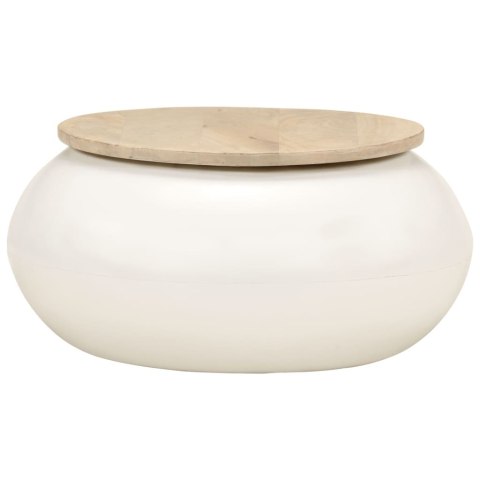 STOLIK KAWOWY BIAŁY 51X51X27CM LITE DREWNO MANGO