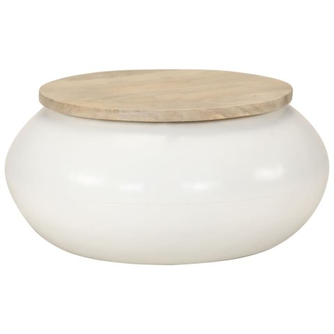 STOLIK KAWOWY BIAŁY 51X51X27CM LITE DREWNO MANGO