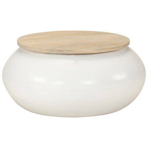 STOLIK KAWOWY BIAŁY 51X51X27CM LITE DREWNO MANGO