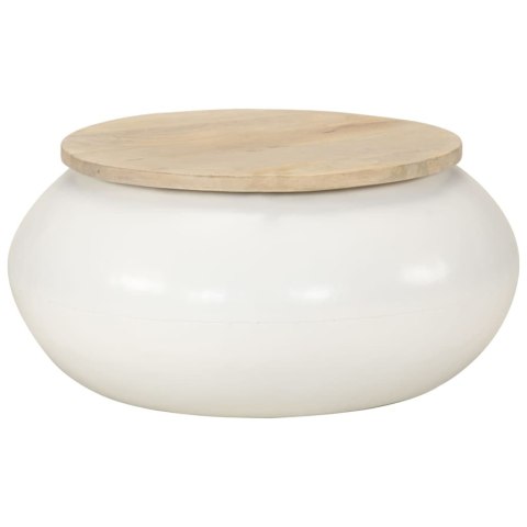 STOLIK KAWOWY BIAŁY 51X51X27CM LITE DREWNO MANGO