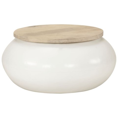 STOLIK KAWOWY BIAŁY 51X51X27CM LITE DREWNO MANGO