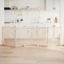 SKŁADANA BRAMKA DLA PSA Z DRZWIAMI 4 PANELE 320CM DREWNO