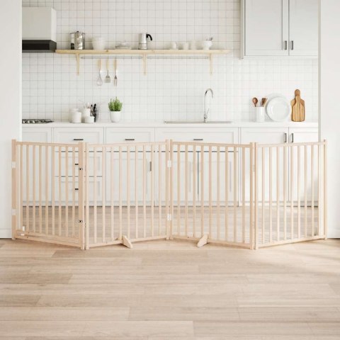 SKŁADANA BRAMKA DLA PSA Z DRZWIAMI 4 PANELE 320CM DREWNO