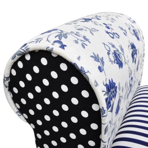 VidaXL Patchworkowa ławka, niebiesko-biała