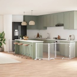 SKŁADANA BRAMKA DLA PSA Z DRZWIAMI 12 PANELI BIAŁA 960CM