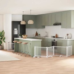 SKŁADANA BRAMKA DLA PSA Z DRZWIAMI 6 PANELI BIAŁA 480CM