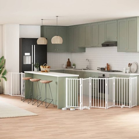 SKŁADANA BRAMKA DLA PSA Z DRZWIAMI 9 PANELI BIAŁA 450CM