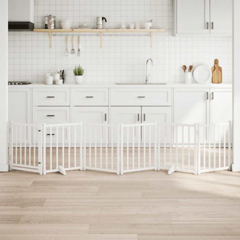 SKŁADANA BRAMKA DLA PSA Z DRZWIAMI 6 PANELI 300CM DREWNIANA