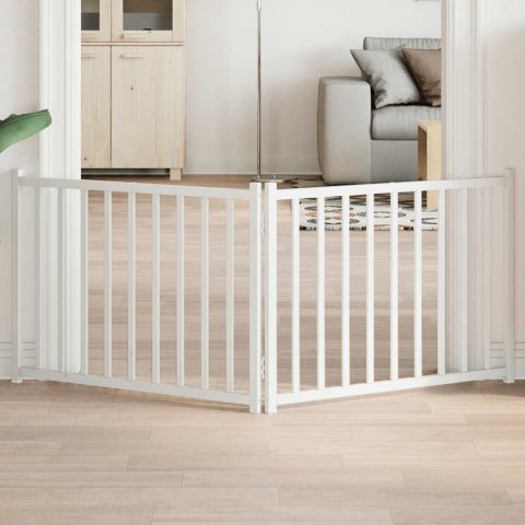 SKŁADANA BRAMKA DLA PSA 2 PANELE BIAŁA 160CM DREWNIANA