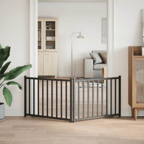 SKŁADANA BRAMKA DLA PSA 2 PANELE CZARNA 160CM DREWNIANA