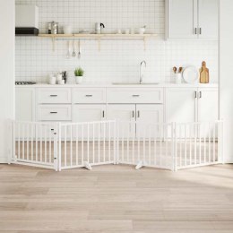 SKŁADANA BRAMKA DLA PSA Z DRZWIAMI 4 PANELE BIAŁA 320CM