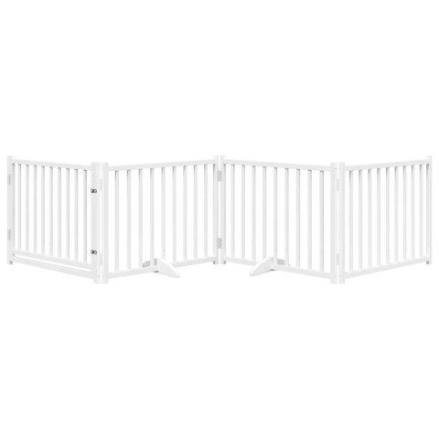 SKŁADANA BRAMKA DLA PSA Z DRZWIAMI 4 PANELE BIAŁA 320CM