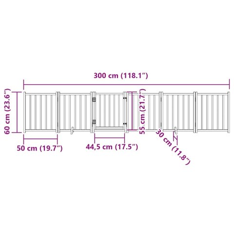 SKŁADANA BRAMKA DLA PSA Z DRZWIAMI 6 PANELI 300CM DREWNIANA