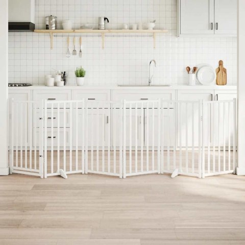 SKŁADANA BRAMKA DLA PSA Z DRZWIAMI 6 PANELI 300CM DREWNIANA