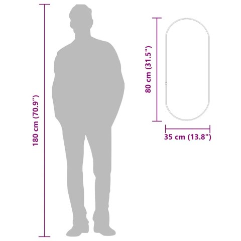 LUSTRO ŚCIENNE SREBRNE 80X35CM OWALNE