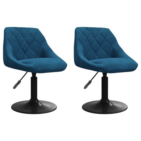 OBROTOWE KRZESŁA STOŁOWE 2 SZT. NIEBIESKIE AKSAMITNE