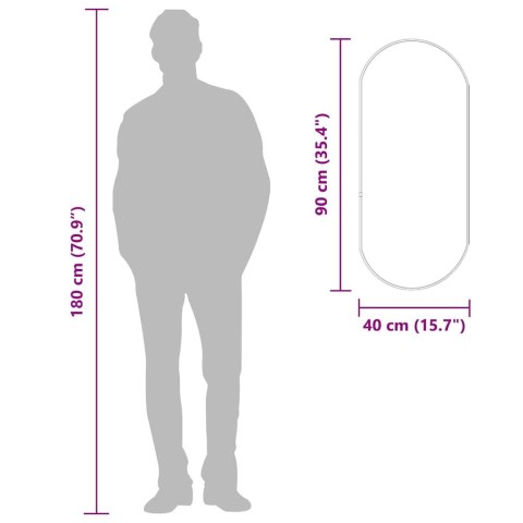 LUSTRO ŚCIENNE SREBRNE 90X40CM OWALNE