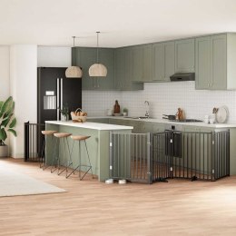 SKŁADANA BRAMKA DLA PSA Z DRZWIAMI 10 PANELI CZARNA 800CM