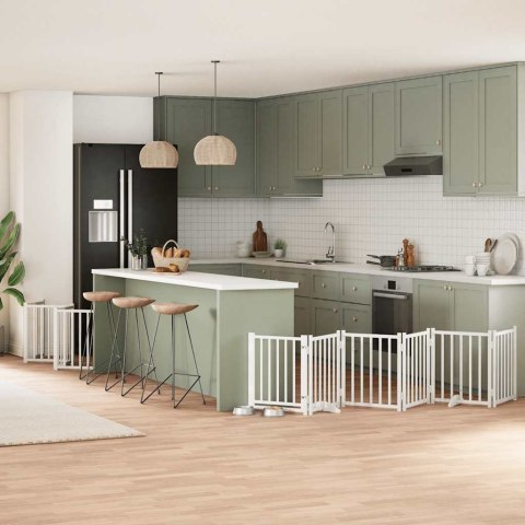 SKŁADANA BRAMKA DLA PSA Z DRZWIAMI 12 PANELI BIAŁA 600CM