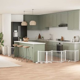 SKŁADANA BRAMKA DLA PSA Z DRZWIAMI 15 PANELI BIAŁA 750CM