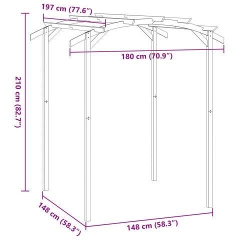 PERGOLA OGRODOWA IMPREGNOWANA SOSNA 180X197X210CM
