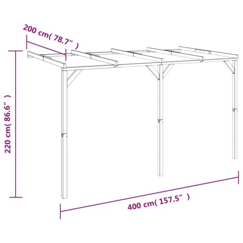 PERGOLA PRZYŚCIENNA 2X4X2,2M DREWNO