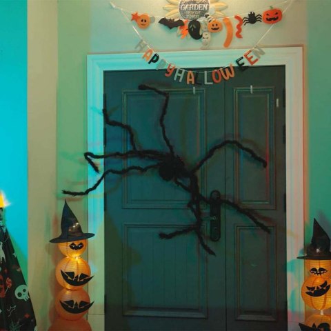 DEKORACJA PAJĄKA NA HALLOWEEN Z REGULACJĄ 3 SZT. CZARNY 200CM