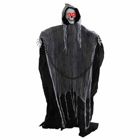 ŻNIWIARZ GRIM REAPER DEKORACJA HALLOWEEN 155 CM CZARNY LED DŹWIĘKI I RUCH