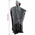 ŻNIWIARZ GRIM REAPER DEKORACJA HALLOWEEN 155 CM CZARNY LED DŹWIĘKI I RUCH