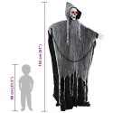 ŻNIWIARZ GRIM REAPER DEKORACJA HALLOWEEN 155 CM CZARNY LED DŹWIĘKI I RUCH