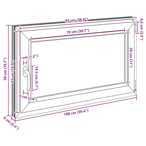 OKNO PIWNICZNE "RISOR" 100X50CM UCHYLNO-ROZWIERNE DIN PRAWE BIAŁE