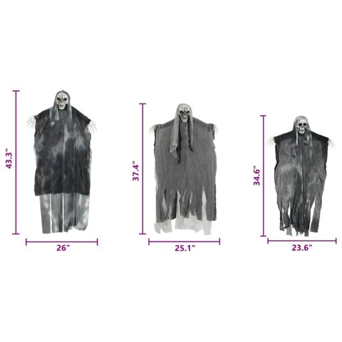 ZAWIESZANY DUCH HALLOWEEN 3 SZT. CZARNY 66X110CM POLIESTER