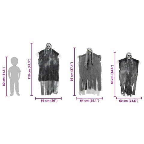 ZAWIESZANY DUCH HALLOWEEN 3 SZT. CZARNY 66X110CM POLIESTER