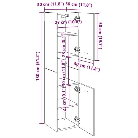 SZAFKA ŁAZIENKOWA PRZYDYMIONY DĄB 30X30X130CM