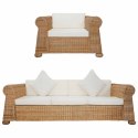 2-CZĘŚCIOWY ZESTAW WYPOCZYNKOWY Z PODUSZKAMI NATURALNY RATTAN