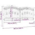 BRAMA OGRODZENIOWA Z WŁÓCZNIĄ CZARNA 305X125CM MALOWANA PROSZKOWO STAL