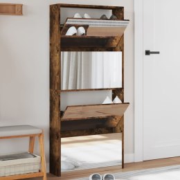 SZAFKA NA BUTY Z LUSTREM PRZYDYMIONY DĄB 63X17X134CM