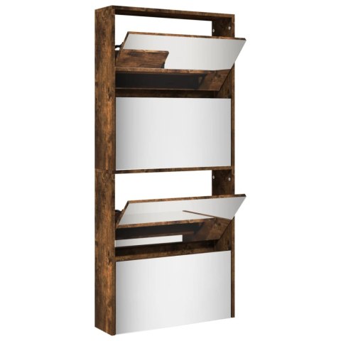 SZAFKA NA BUTY Z LUSTREM PRZYDYMIONY DĄB 63X17X134CM