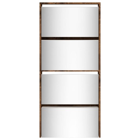 SZAFKA NA BUTY Z LUSTREM PRZYDYMIONY DĄB 63X17X134CM