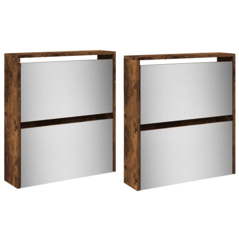 SZAFKA NA BUTY Z LUSTREM PRZYDYMIONY DĄB 63X17X134CM