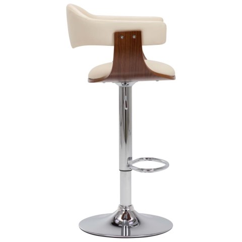 STOŁKI BAROWE 2 SZT. KREMOWE GIĘTE DREWNO I SZTUCZNA SKÓRA