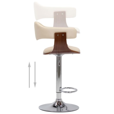 STOŁKI BAROWE 2 SZT. KREMOWE GIĘTE DREWNO I SZTUCZNA SKÓRA