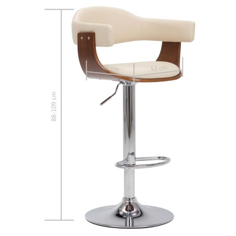 STOŁKI BAROWE 2 SZT. KREMOWE GIĘTE DREWNO I SZTUCZNA SKÓRA