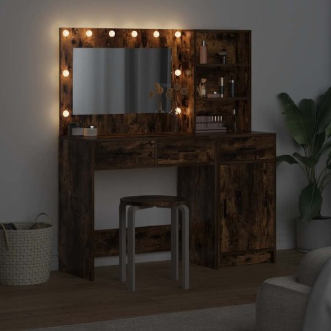 TOALETKA ZE LED LIGHTS Z PÓŁKĄ 2 SZT. BRĄZOWY 78,5X41X135CM