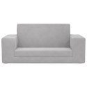 2-OS. SOFA DLA DZIECI ROZKŁADANA JASNOSZARA MIĘKKI PLUSZ