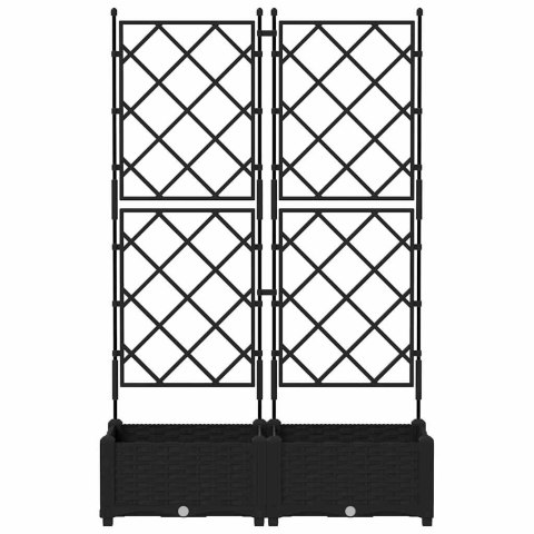 DONICA OGRODOWA Z TRELLEM 2 SZT. CZARNY 80X40X125.5CM PP