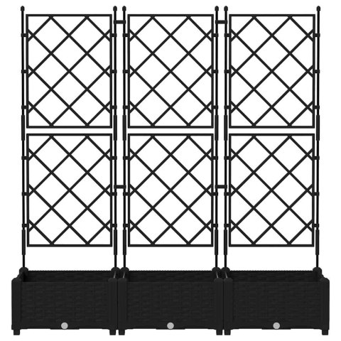 DONICA OGRODOWA Z TRELLEM 3 SZT. CZARNY 120X40X125.5CM PP